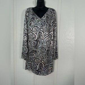 California Costume Collections Black and White Sequin Disco Dress Size Med. EUC